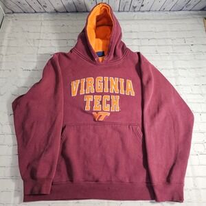 Virginia Tech Hokies Maroon Orange Pullover Hoodie Sweatshirt Mens XL